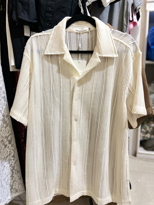 MATINEE Hollow Patch Work Polo Collar Shirts